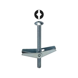 Dottie TB362DS - 3/16'' x 2'' Square/Slotted Mushroom Head Toggle Bolt, Carbon Steel