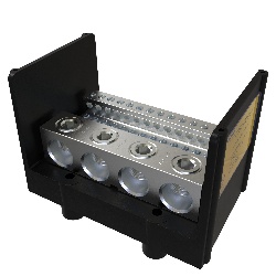 Ilsco PDBU-428-500-1 Power Distribution Block - Aluminum, 500-4 AWG, Stranded, 600 V, 1/4", 1520 Amp, Black