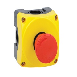Lovato LPZP1B5602 Yellow control station LPZP1A5 complete with mushroom pushbutton turn-to-release