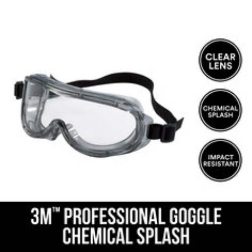 3M 7100160750 - 3M Professional Goggle, Chemical Splash, 91264H1-DC, Black Strap, Gray