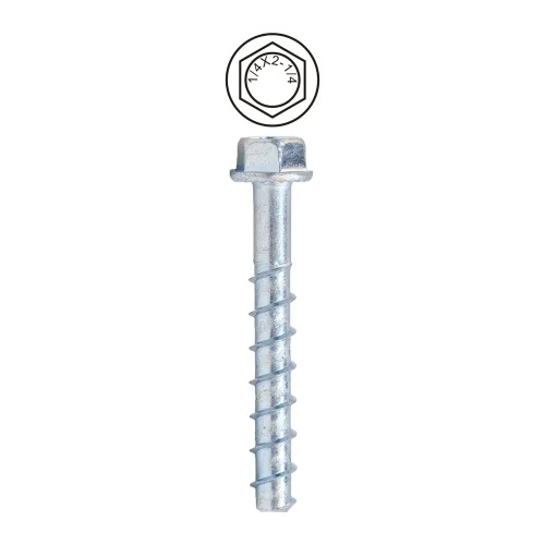 Dottie CSB14214 - 1/4'' x 2-1/4'' Hex Head Concrete Screw Bolt, Case Hardened Low Carbon Steel