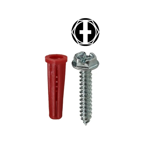 Dottie K6HXTP - #10 Red Conical Anchor Kit w/ Hex Head Combo Drive Screws (Tuff Pack), Polyethylene