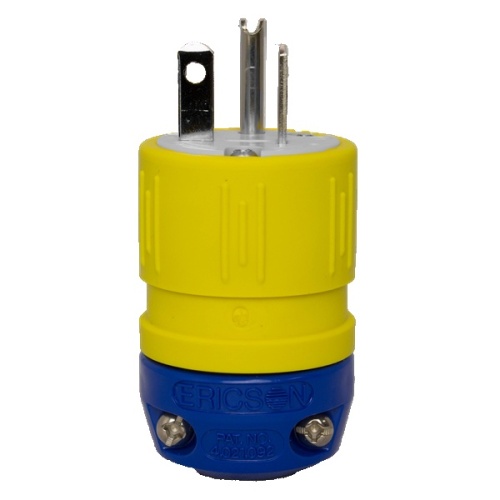 Ericson 1512-P Industrial Grade (TPV) Plug - Yellow, 20 Amp, 125 Volt
