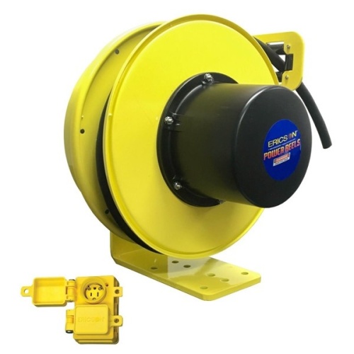 Ericson 5123-40-1612PWDX Pow-R-Reel Industrial Grade Cable Reel - 40 ft, 12 AWG, 20 Amp, 125 Volt, Yellow