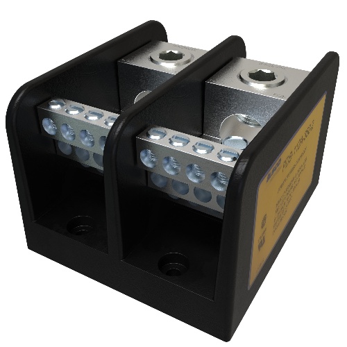 Ilsco PDB-112A-350-2 Power Distribution Block - Aluminum, 350-6 AWG, Solid, 600 V, #10, 310 Amp, Black