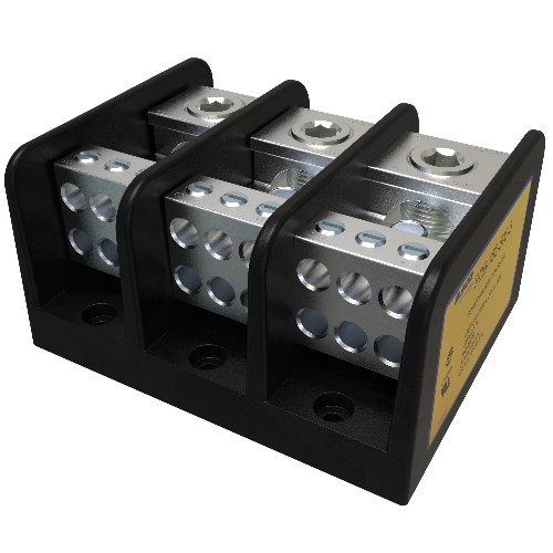 Ilsco PDB-162-500-3 Power Distribution Block - Aluminum, 500-4 AWG, Solid, 600 V, #10, 460 Amp, Black
