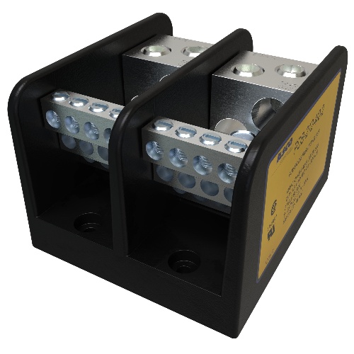 Ilsco PDB-212-4/0-2 Power Distribution Block - Aluminum, 4/0-6 AWG, Solid, 600 V, #10, 460 Amp, Black