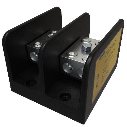 Ilsco PDB-22-2/0-2 Power Distribution Block - Aluminum, 2/0-14 AWG, Solid, 600 V, #10, 350 Amp, Black