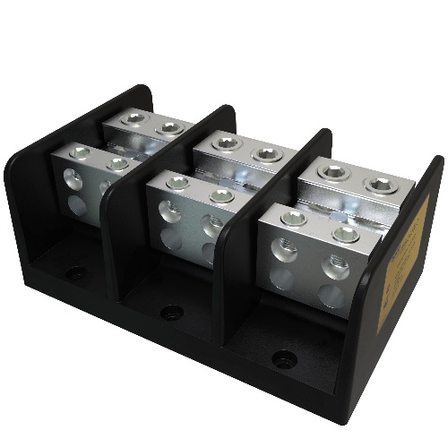 Ilsco PDB-24-500-3 Power Distribution Block - Aluminum, 500-4 AWG, Solid, 600 V, 1/4", 350 Amp, Black
