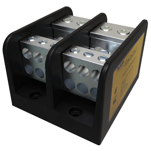 Ilsco PDB-26-2/0-2 Power Distribution Block - Aluminum, 2/0-12 AWG, Solid, 600 V, #10, 350 Amp, Black