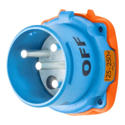 Meltric 33-68076 Switch-Rated DS60 Inlet 125/250 VAC 60A Blue Poly