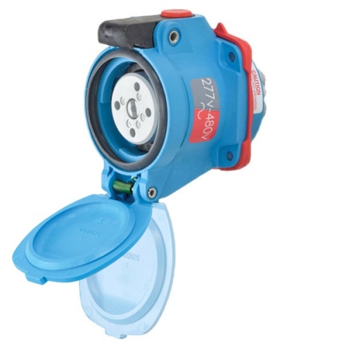 Meltric 63-14047-843 DSN20 Switch-Rated Receptacle 277/480 VAC 20A Blue Poly