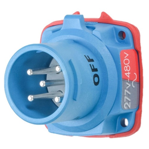 Meltric 63-18047 DSN20 Switch-Rated Inlet 277/480 VAC 20A Blue Poly