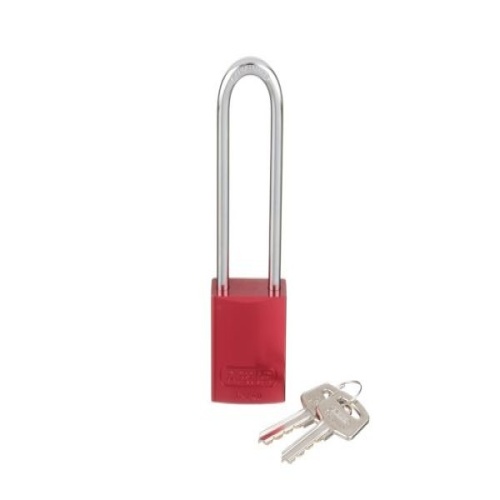 Panduit PSL-7-LS Long Shackle Padlock, Anodized Aluminum/Steel, Red, 1.5", PK1