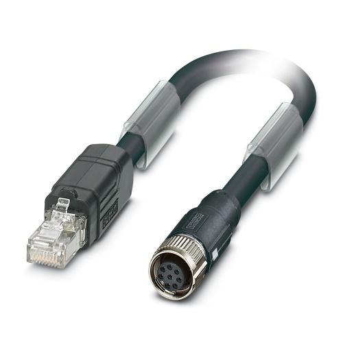 Phoenix Contact NBC-M12FS/7,0-971/R4AQ VR - Data Cable Preassembled, 7 m, PVC, Shielded, Black - 1412807
