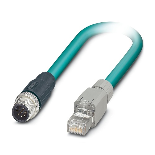 Phoenix Contact VS-M12MS-IP20-94C-LI/2,0 - Data Cable Preassembled, 2 m, PUR, Shielded, Water Blue - 1413007