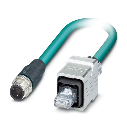 Phoenix Contact VS-M12MS-PPC/ME-94C-LI/2,0 - Data Cable Preassembled, 2 m, PUR, Shielded, Water Blue - 1413560