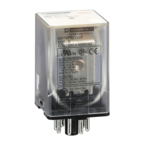 Schneider Electric 8501KPR12V20 K type plug in relay Double Pole 120 VAC coil Socket mount