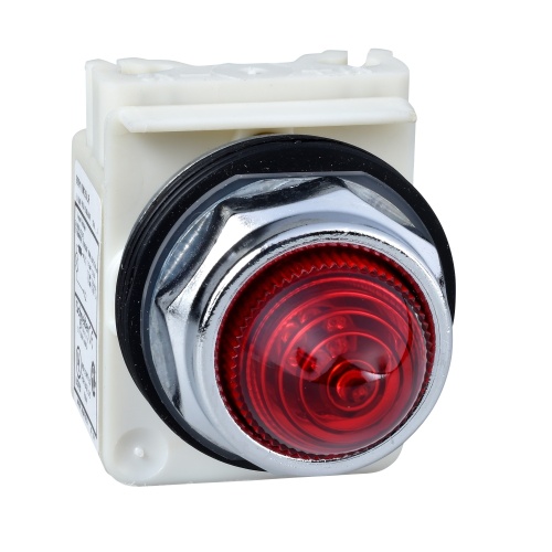 Schneider Electric 9001KP5R9 Harmony 30 mm Round Red Chromium plated metal Pilot Light Illuminated 380-480 V AC Modular Complete Assembly