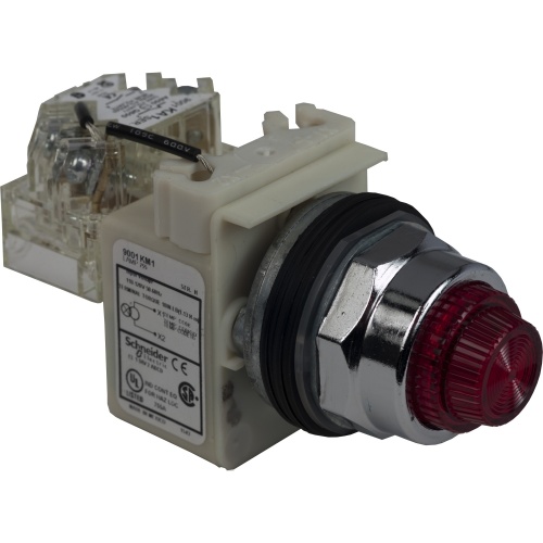 Schneider Electric 9001KT1R31 Harmony 30 mm Red Chromium plated metal Pilot Light Illuminated Modular Complete Assembly