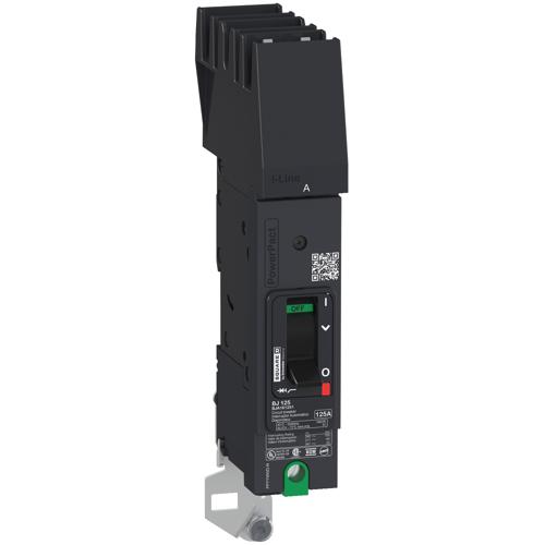 Schneider Electric BGA161251 PowerPact B Circuit Breaker, 125A, 1P, 347V AC, 18kA at 600Y/347V UL, I-Line