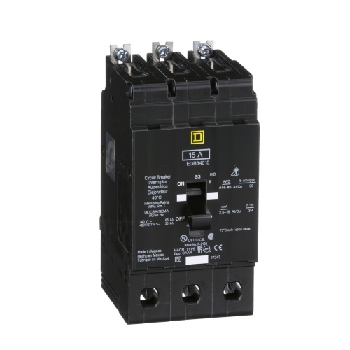 Schneider Electric EGB34015 E Frame, circuit breaker, 15 A, 3 pole, 480Y/277 V, 35/65 kA, bolt on