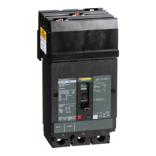 Schneider Electric HDA36060 Circuit breaker, PowerPact H, I Line, thermal magnetic, 60A, 3 pole, 600V, 14kA, phase ABC