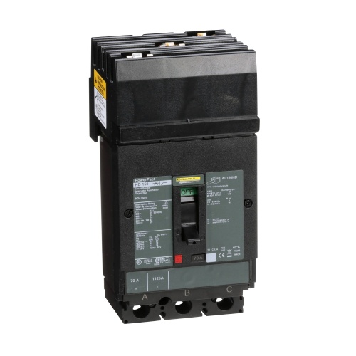 Schneider Electric HDA36070 Circuit breaker, PowerPact H, I Line, thermal magnetic, 70A, 3 pole, 600V, 14kA, phase ABC