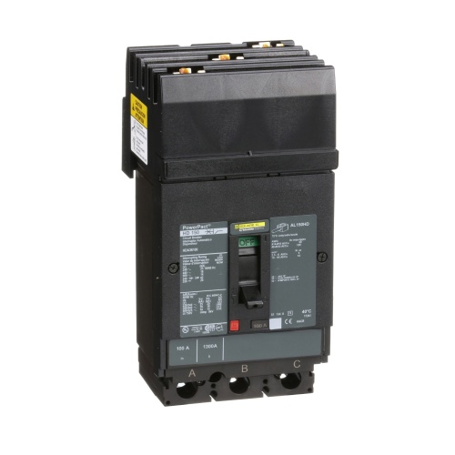 Schneider Electric HDA36100 Circuit breaker, PowerPact H, I Line, thermal magnetic, 100A, 3 pole, 600V, 14kA, phase ABC