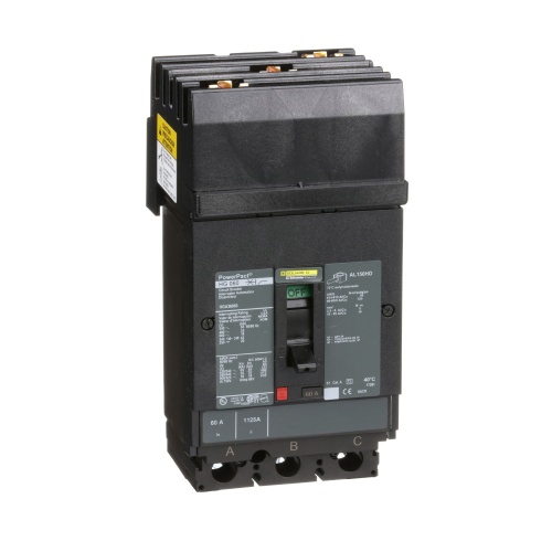 Schneider Electric HGA36060 Circuit breaker, PowerPact H, I Line, thermal magnetic, 60A, 3 pole, 600V, 18kA, phase ABC