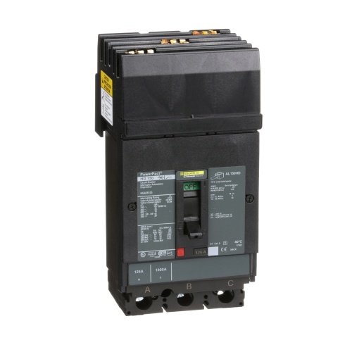 Schneider Electric HGA36125 Circuit breaker, PowerPact H, I Line, thermal magnetic, 125A, 3 pole, 600V, 18kA, phase ABC
