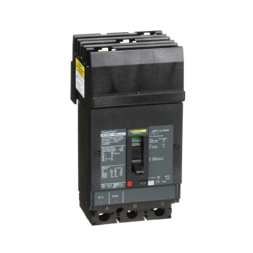 Schneider Electric HJA36030 Circuit breaker, PowerPact H, I Line, thermal magnetic, 30A, 3 pole, 600V, 25kA, phase ABC