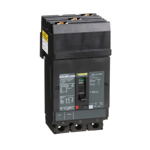 Schneider Electric HJA36070 Circuit breaker, PowerPact H, I Line, thermal magnetic, 70A, 3 pole, 600V, 25kA, phase ABC