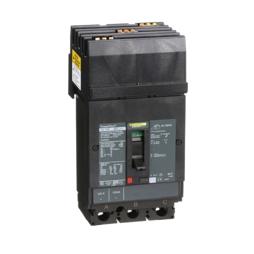 Schneider Electric HJA36125 Circuit breaker, PowerPact H, I Line, thermal magnetic, 125A, 3 pole, 600V, 25kA, phase ABC