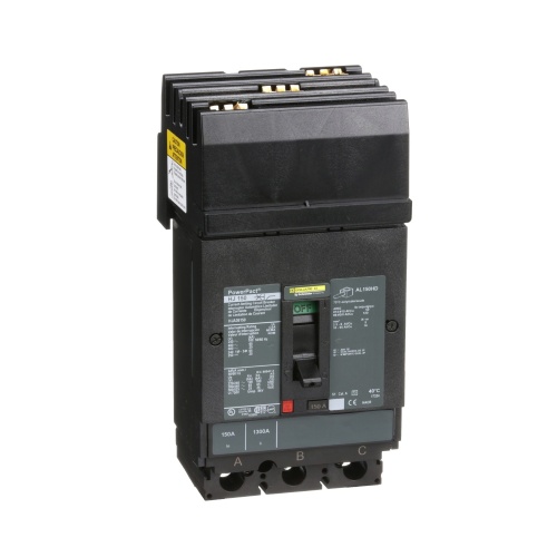 Schneider Electric HJA36150 Circuit breaker, PowerPact H, I Line, thermal magnetic, 150A, 3 pole, 600V, 25kA, phase ABC