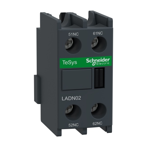 Schneider Electric LADN02 TeSys D Auxiliary Contacts Block, 2NC, 10A, Screw Clamp, Front Mount,