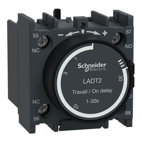 Schneider Electric LADT2 TeSys D, pneumatic time delay attachment, on delay, 0.1 to 30 sec, 1 NO and 1 NC, screw clamp terminals