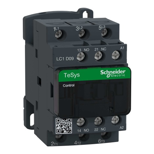 Schneider Electric LC1D09M7 TeSys D IEC Non-Reversing contactor, 9 A, 3 P, 5 HP at 480 VAC, nonreversing, 220 VAC 50/60 Hz coil
