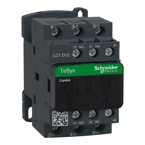 Schneider Electric LC1D12P7 TeSys D IEC Non-Reversing contactor, 12 A, 3 P, 7.5 HP at 480 VAC, nonreversing, 230 VAC 50/60 Hz coil