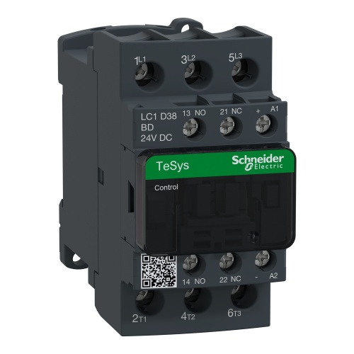 Schneider Electric LC1D38BD TeSys D Non-Reversing contactor - 3P(3 NO) - AC-3 - <= 440 V 38 A - 24 V DC standard coil