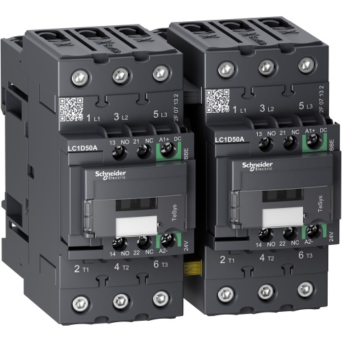 Schneider Electric LC2D50ABBE TeSys D reversing contactor - 3P - <= 440 V - 50 A AC-3 - 24 V DC coil