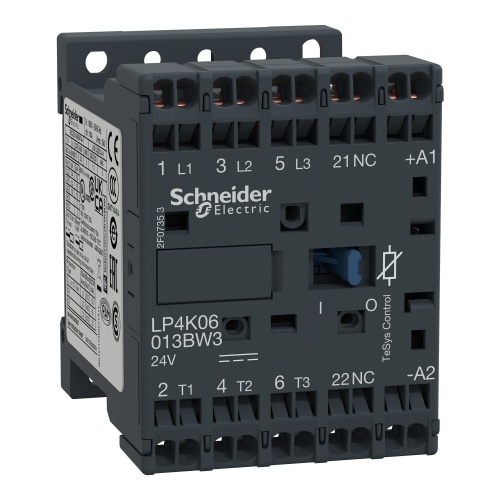 Schneider Electric LP4K09013BW3 TeSys K Non-Reversing contactor - 3P - AC-3 <= 440 V 9 A - 1 NC aux. - 24 V DC coil