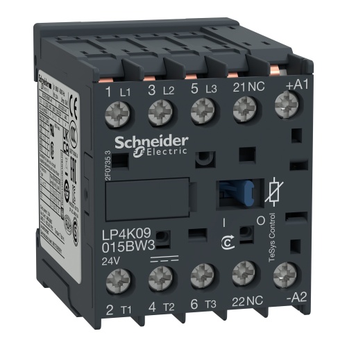 Schneider Electric LP4K09015BW3 TeSys K Non-Reversing contactor - 3P - AC-3 <= 440 V 9 A - 1 NC aux. - 24 V DC coil