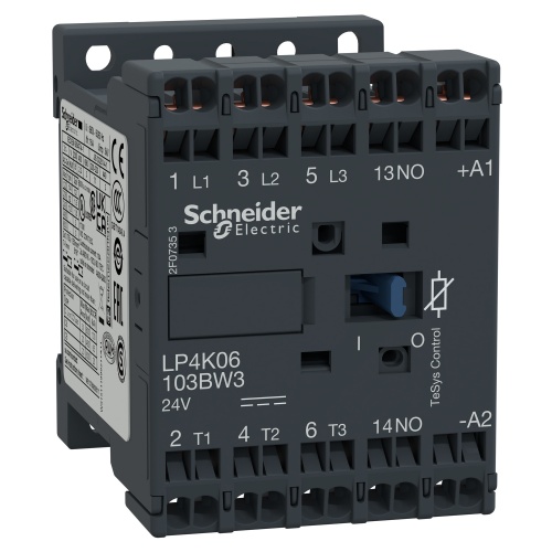 Schneider Electric LP4K09103BW3 TeSys K Non-Reversing contactor - 3P - AC-3 <= 440 V 9 A - 1 NO aux. - 24 V DC coil