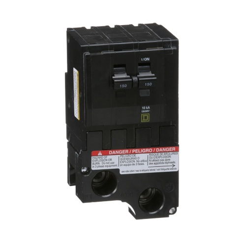 Schneider Electric QO2150 Mini circuit breaker, QO, 150A, 2 pole, 120/240 VAC, 10 kA, plug in mount