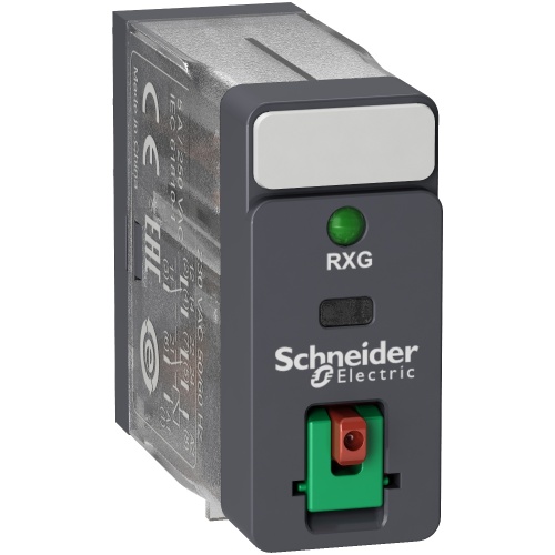 Schneider Electric RXG22P7 Interface plug-in relay, 5 A, 2 CO, lockable test button, LED, 230 V AC