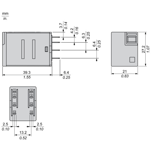 Schneider Electric RXM2LB2FD miniature, Harmony Electromechanical Relays, 5A, 2CO