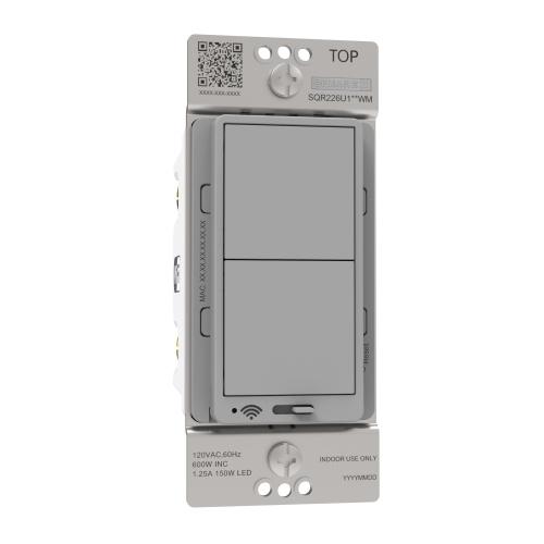 Schneider Electric SQR226U1GYWM Dimmer, X Series, rocker, 600W, single pole, 3 way, WiFi, 