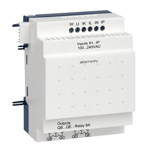 Schneider Electric SR3XT101FU discrete I/O extension module - 10 I O - 100..240 V AC - for Zelio Logic