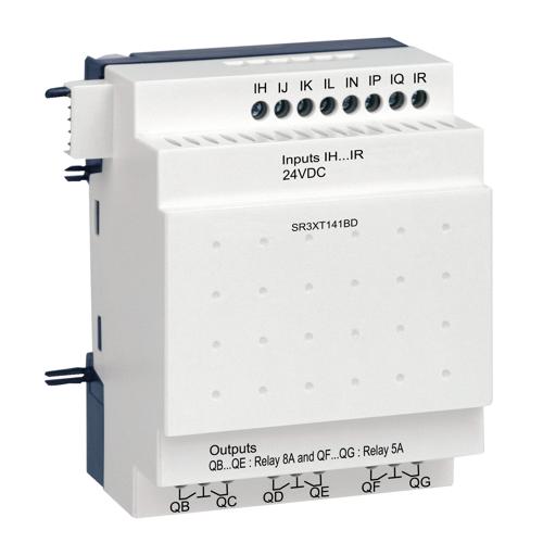 Schneider Electric SR3XT141BD discrete I/O extension module - 14 I O - 24 V DC - for Zelio Logic